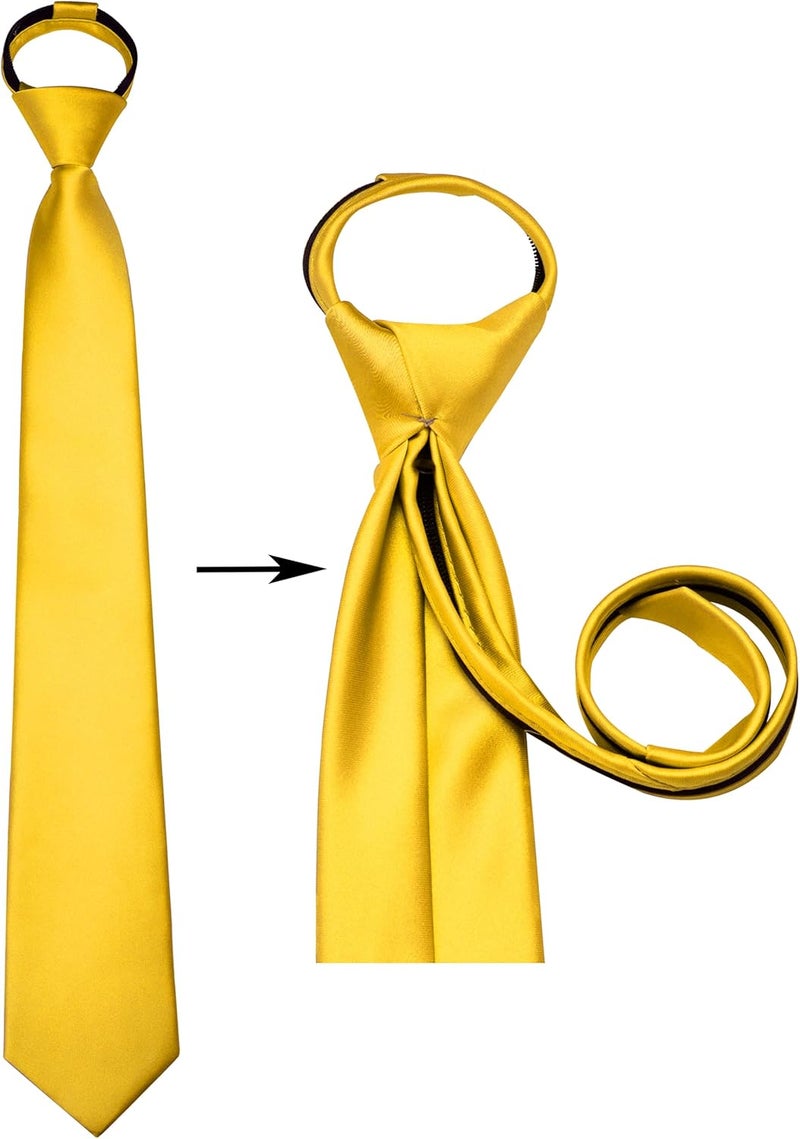 Branduce 3.15"（8cm） Mens Solid Satin Tie Pre-tied Adjustable Zipper Necktie for Business and Wedding - Image 5
